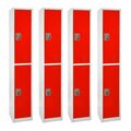 Adiroffice 72in x 12in x 12in Double-Compartment Steel Tier Key Lock Storage Locker in Red, 4PK ADI629-202-RED-4PK